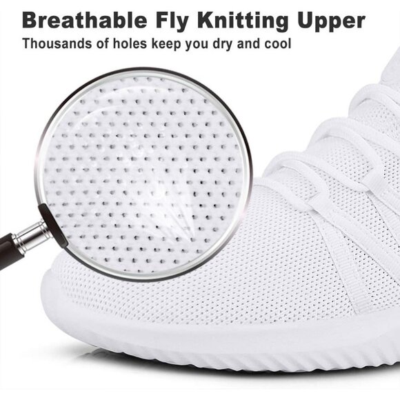 Men's White Breathable Lightweight Comfortable Non Slip Fashion Sneakers - Picture 4 of 6